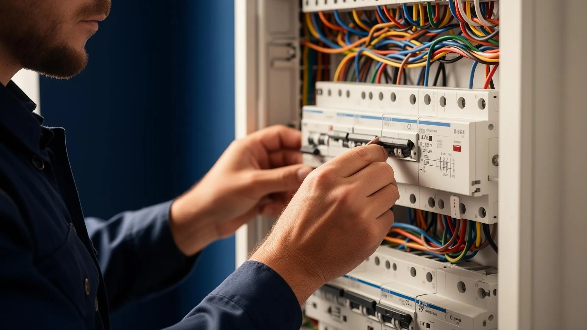 Elektriker i arbejde
